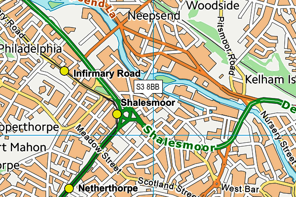 S3 8BB map - OS VectorMap District (Ordnance Survey) S3 8BB map - OS VectorMap District (Ordnance Survey)