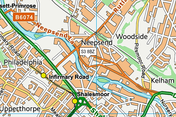 S3 8BZ map - OS VectorMap District (Ordnance Survey)