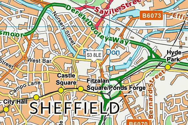 S3 8LE map - OS VectorMap District (Ordnance Survey)