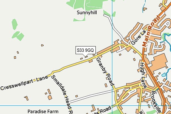 S33 9GQ map - OS VectorMap District (Ordnance Survey)