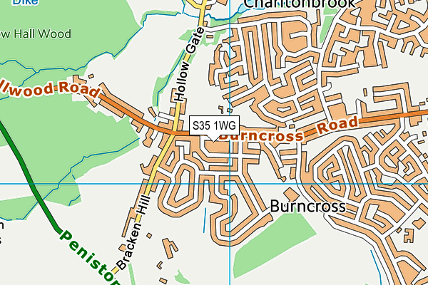 S35 1WG map - OS VectorMap District (Ordnance Survey)