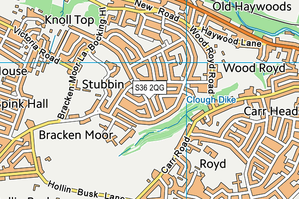 S36 2QG map - OS VectorMap District (Ordnance Survey)