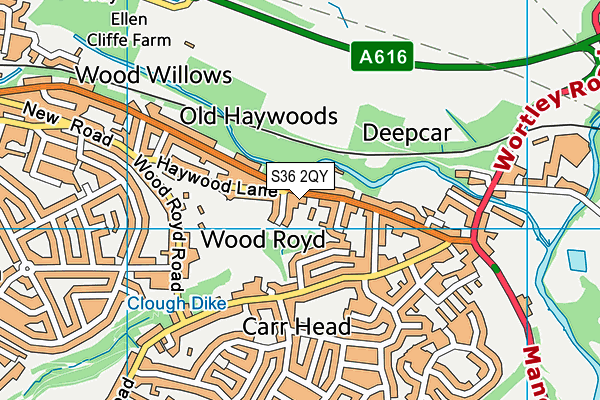 S36 2QY map - OS VectorMap District (Ordnance Survey)