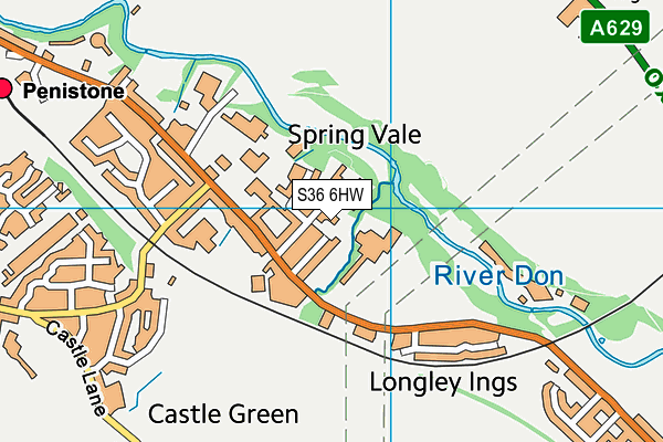 S36 6HW map - OS VectorMap District (Ordnance Survey)