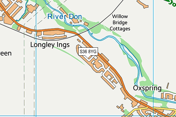 S36 8YG map - OS VectorMap District (Ordnance Survey)
