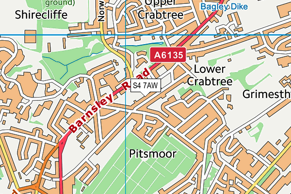 S4 7AW map - OS VectorMap District (Ordnance Survey)