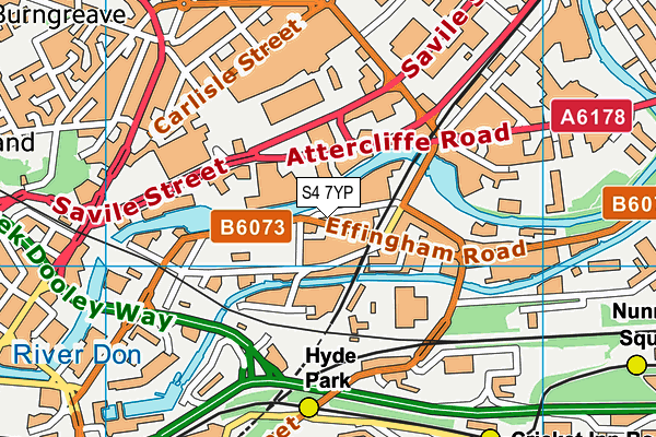 S4 7YP map - OS VectorMap District (Ordnance Survey)
