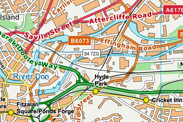 S4 7ZG map - OS VectorMap District (Ordnance Survey)