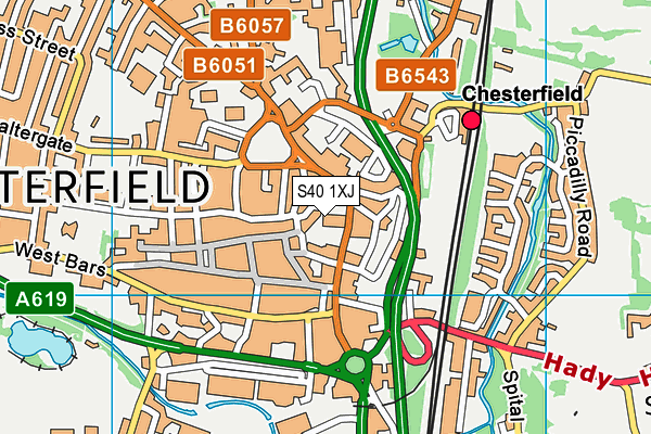 S40 1XJ map - OS VectorMap District (Ordnance Survey)