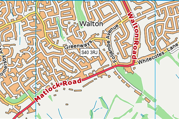 S40 3RJ map - OS VectorMap District (Ordnance Survey)