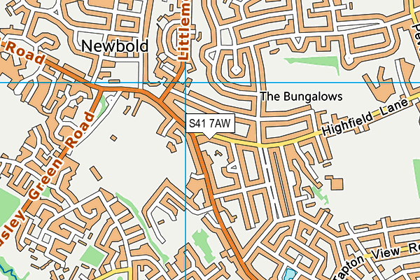 S41 7AW map - OS VectorMap District (Ordnance Survey) S41 7AW map - OS VectorMap District (Ordnance Survey)