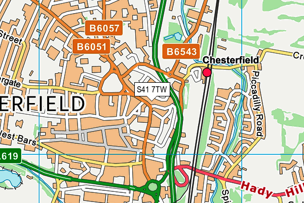S41 7TW map - OS VectorMap District (Ordnance Survey)