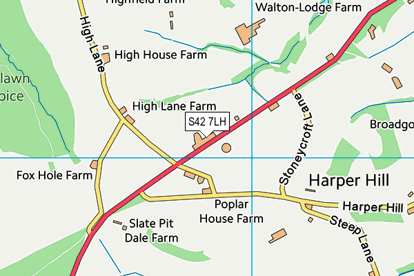 S42 7LH map - OS VectorMap District (Ordnance Survey)