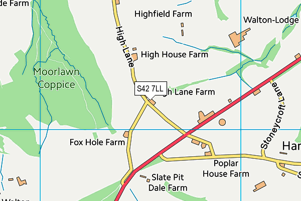 S42 7LL map - OS VectorMap District (Ordnance Survey)