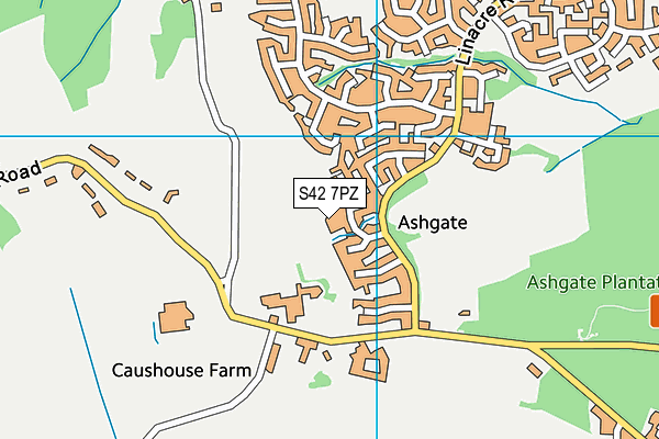 S42 7PZ map - OS VectorMap District (Ordnance Survey)