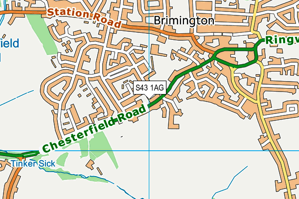 S43 1AG map - OS VectorMap District (Ordnance Survey) S43 1AG map - OS VectorMap District (Ordnance Survey)