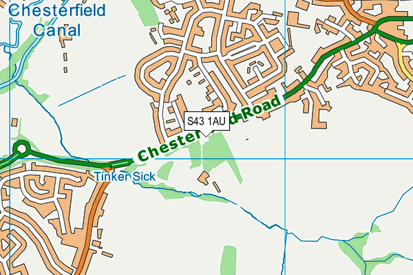 S43 1AU map - OS VectorMap District (Ordnance Survey)
