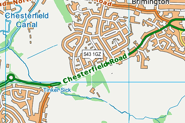 S43 1GZ map - OS VectorMap District (Ordnance Survey)