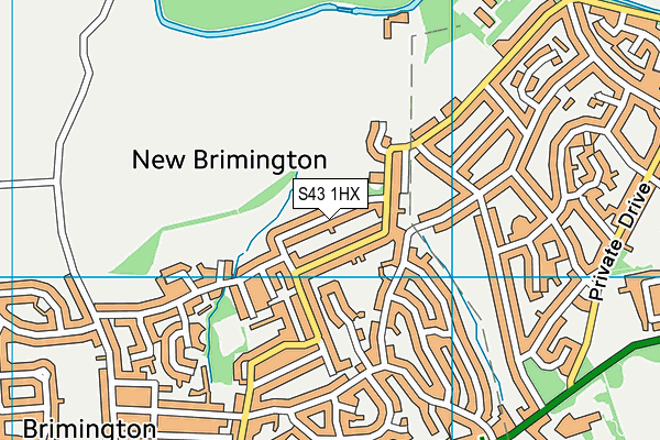 S43 1HX map - OS VectorMap District (Ordnance Survey) S43 1HX map - OS VectorMap District (Ordnance Survey)