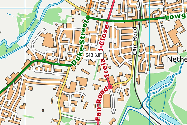 S43 3JF map - OS VectorMap District (Ordnance Survey)