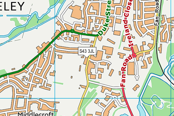 S43 3JL map - OS VectorMap District (Ordnance Survey) S43 3JL map - OS VectorMap District (Ordnance Survey)