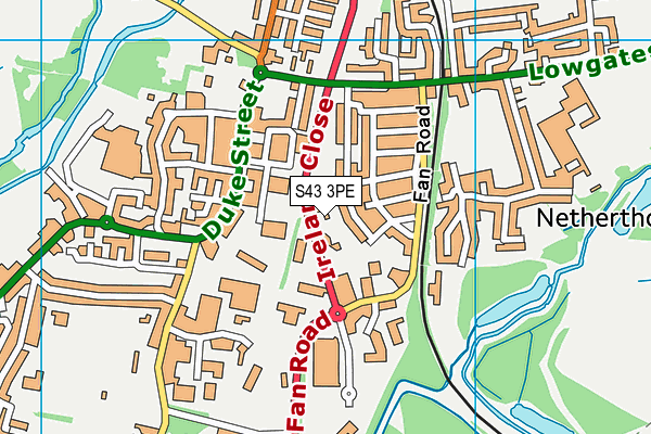 S43 3PE map - OS VectorMap District (Ordnance Survey) S43 3PE map - OS VectorMap District (Ordnance Survey)