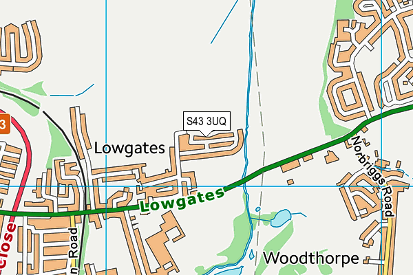 S43 3UQ map - OS VectorMap District (Ordnance Survey)