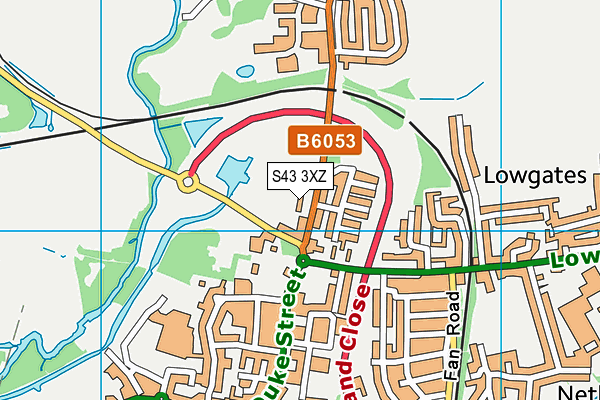 S43 3XZ map - OS VectorMap District (Ordnance Survey)
