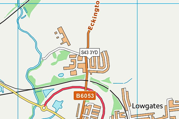 S43 3YD map - OS VectorMap District (Ordnance Survey)