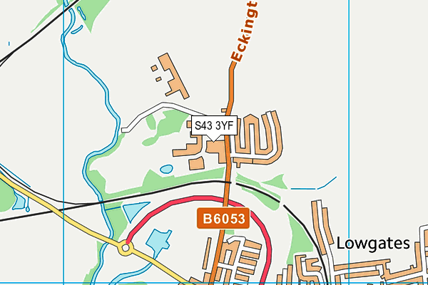 S43 3YF map - OS VectorMap District (Ordnance Survey)