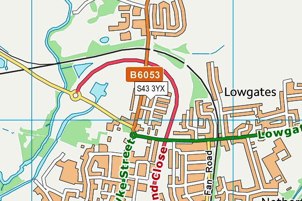 S43 3YX map - OS VectorMap District (Ordnance Survey) S43 3YX map - OS VectorMap District (Ordnance Survey)