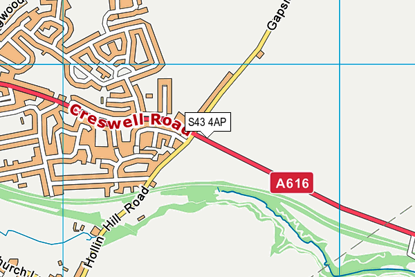 S43 4AP map - OS VectorMap District (Ordnance Survey)
