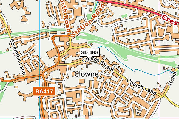S43 4BG map - OS VectorMap District (Ordnance Survey)