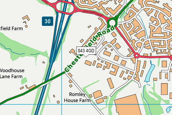 S43 4GD map - OS VectorMap District (Ordnance Survey)