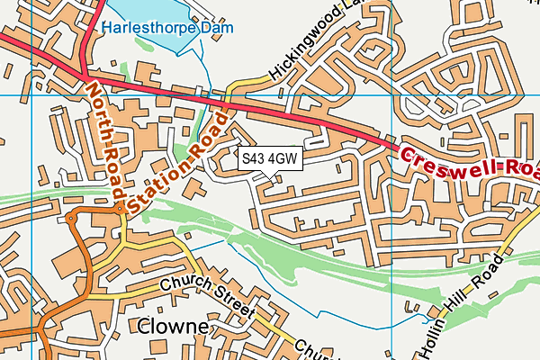S43 4GW map - OS VectorMap District (Ordnance Survey)