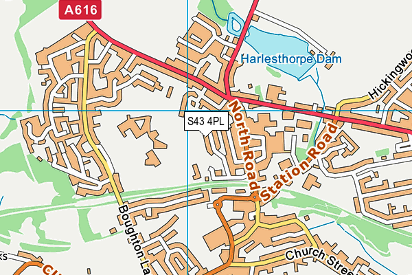 S43 4PL map - OS VectorMap District (Ordnance Survey)