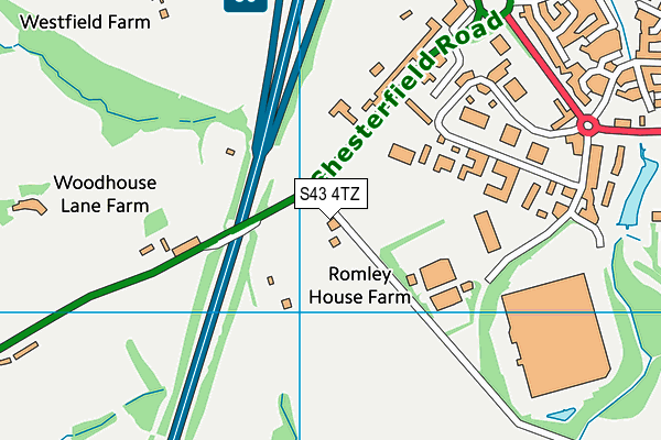 S43 4TZ map - OS VectorMap District (Ordnance Survey) S43 4TZ map - OS VectorMap District (Ordnance Survey)