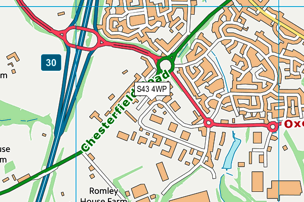 S43 4WP map - OS VectorMap District (Ordnance Survey) S43 4WP map - OS VectorMap District (Ordnance Survey)