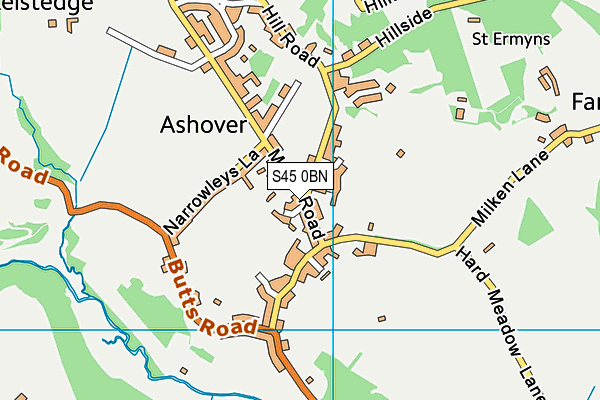 S45 0BN map - OS VectorMap District (Ordnance Survey) S45 0BN map - OS VectorMap District (Ordnance Survey)