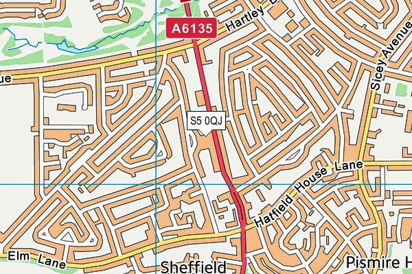 S5 0QJ map - OS VectorMap District (Ordnance Survey)