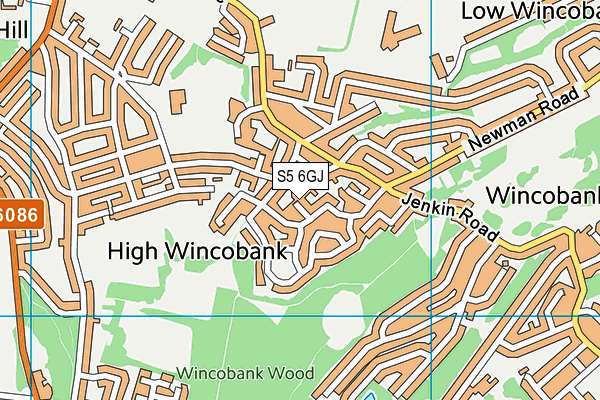 S5 6GJ map - OS VectorMap District (Ordnance Survey)