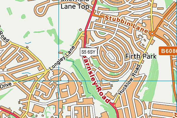 S5 6SY map - OS VectorMap District (Ordnance Survey)