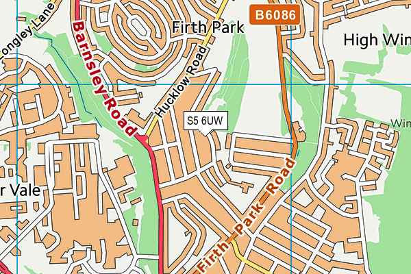 S5 6UW map - OS VectorMap District (Ordnance Survey)