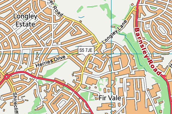 S5 7JE map - OS VectorMap District (Ordnance Survey) S5 7JE map - OS VectorMap District (Ordnance Survey)
