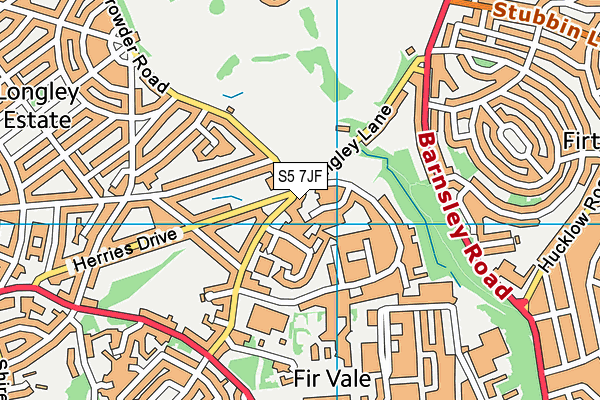 S5 7JF map - OS VectorMap District (Ordnance Survey) S5 7JF map - OS VectorMap District (Ordnance Survey)