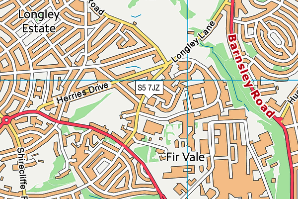 S5 7JZ map - OS VectorMap District (Ordnance Survey) S5 7JZ map - OS VectorMap District (Ordnance Survey)