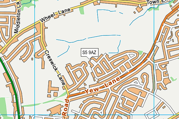 S5 9AZ map - OS VectorMap District (Ordnance Survey) S5 9AZ map - OS VectorMap District (Ordnance Survey)