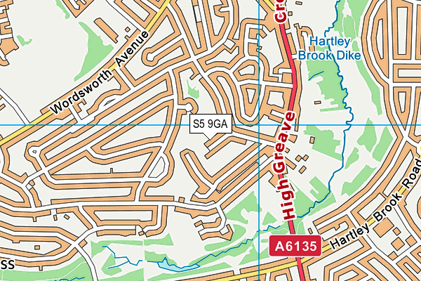 S5 9GA map - OS VectorMap District (Ordnance Survey) S5 9GA map - OS VectorMap District (Ordnance Survey)