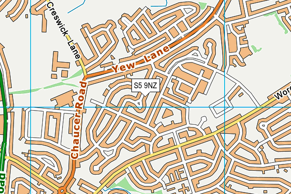 S5 9NZ map - OS VectorMap District (Ordnance Survey) S5 9NZ map - OS VectorMap District (Ordnance Survey)