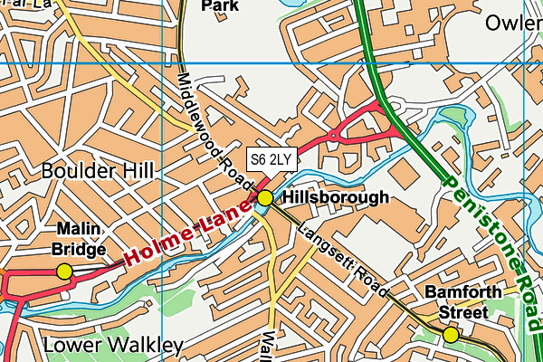 S6 2LY map - OS VectorMap District (Ordnance Survey)